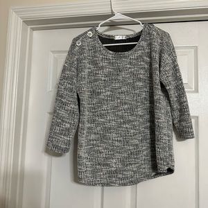 Boat Style 3/4 Sleeve Blouse with Silver Buttons